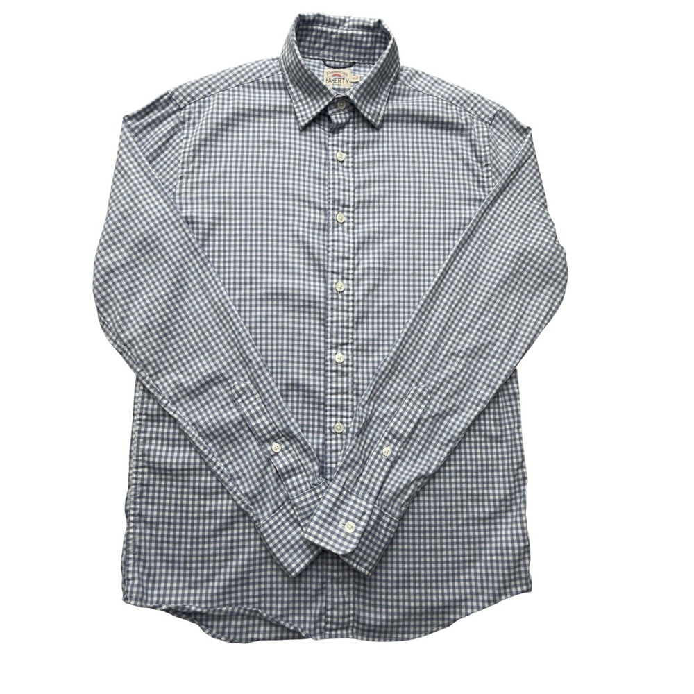 Faherty Brand Shirt Mens XS Blue Check Button Up Long Sleeve Stretch Casual